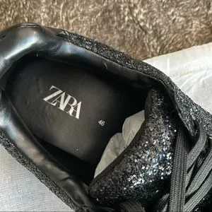 Zara Shoes Zara Black Glitter Shoes Poshmark
